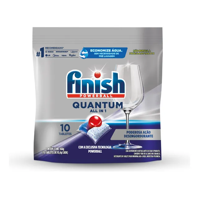 Detergente Para Lava-louças Powerball Quantum Ultimate Com 10 Unidades De Tabletes Em Pouch E Ação Desengordurante Finish Detergente Para Lava-louças Powerball Quantum Ultimate Com 10 Unidades De Tabletes Em Pouch E Ação Desengordurante Finish