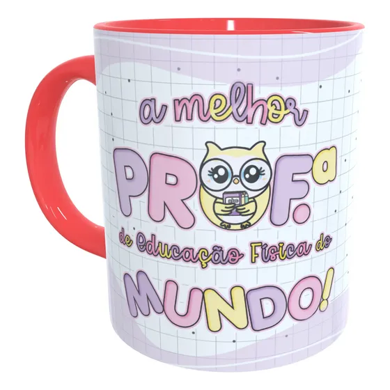 Caneca Colorida Professores Prof Educação Física + Caixinha