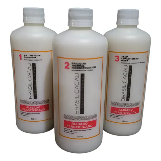 Kit Alisado Brasil Cacau Plastificado 500ml Lavado Inmediato