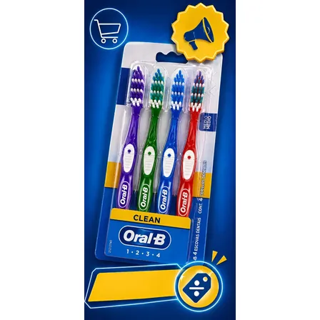 Escova Original Oral-b Clean Média Promoção Pack C/ 4 Unida Variadas