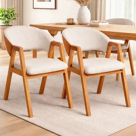 2 Cadeiras Para Sala De Jantar Braço De Madeira Maciça Confortável Design Sofisticado - Dorti Estofados