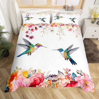 Juego De Cama De Colibrí Tamaño Queen Con Diseño De Pájaros Juego De Cama De Colibrí Tamaño Queen Con Diseño De Pájaros