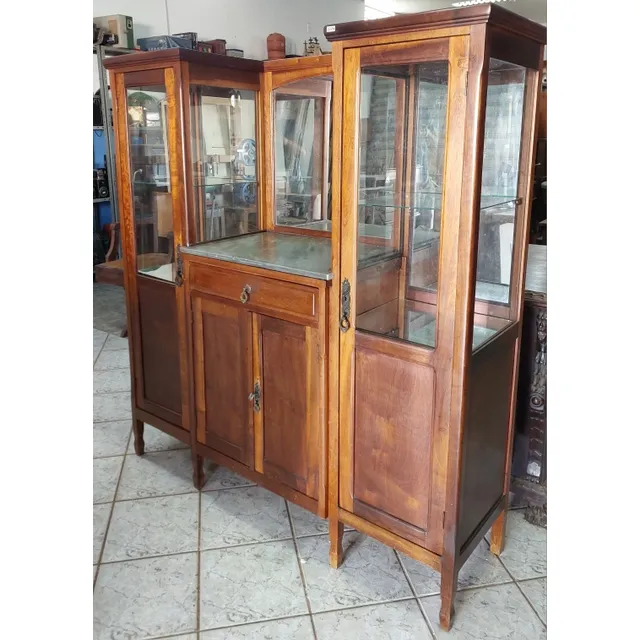 Cristaleira Anos 50 Mármore Carrara ( Only Wood1376)