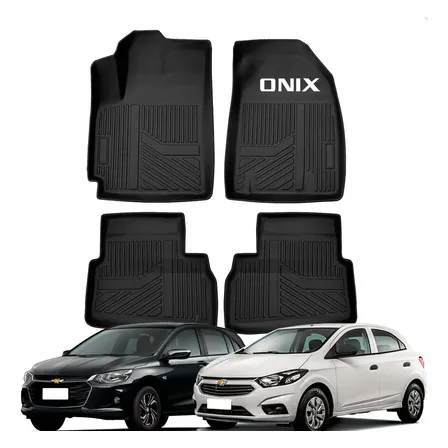 Jogo Tapete Bandeja Chevrolet Onix 2020 Até 2027 Borda Alta Preto