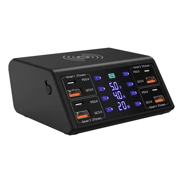 Cargador Rápido Usb Inalámbrico, Mxcgw-001, 1pza, 100w, Qi, Color Negro