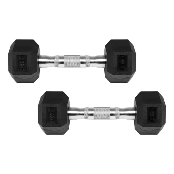   Mancuernas Hexagonal De Caucho 2.5kg (total 5kg El Par) 