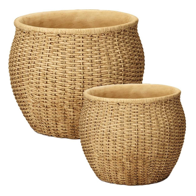 Kit Cachepot Vaso Decorativo Estilo Fibra Natural Trançada Kit Cachepot Vaso Decorativo Estilo Fibra Natural Trançada