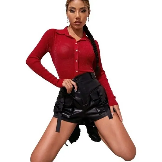 Blusa Raja Manga Larga Transparencia Brillantes