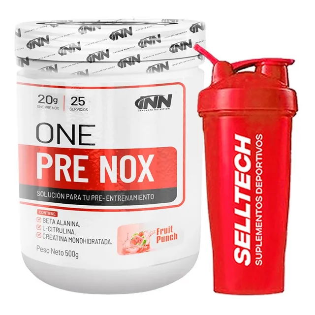 Pre - Entreno Inn One Pre Nox 500gr Fruit Punch + Shaker