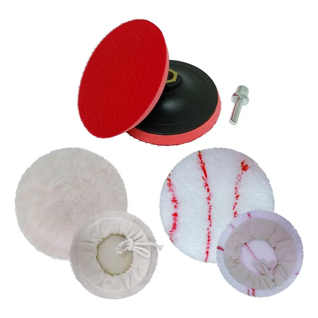 Kit Polimento Disco 125mm Adaptador 2 Boina Lã E Microfibra