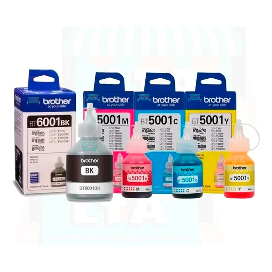 Pack 4 Botellas Tinta Original Impresora Brother Dcp-t500w