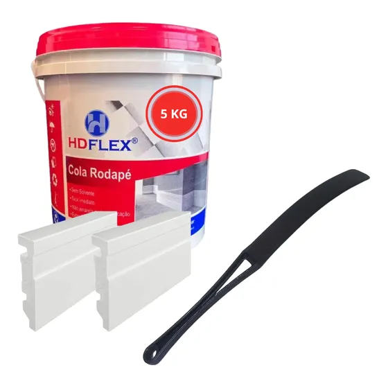 Cola Rodapé Mdf Poliestireno C/ Espátula Colagem Rápida 5kg 