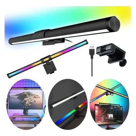Luminária Barra Led Luz Monitor Notebookcomputador Usb Mesa Preto 36v