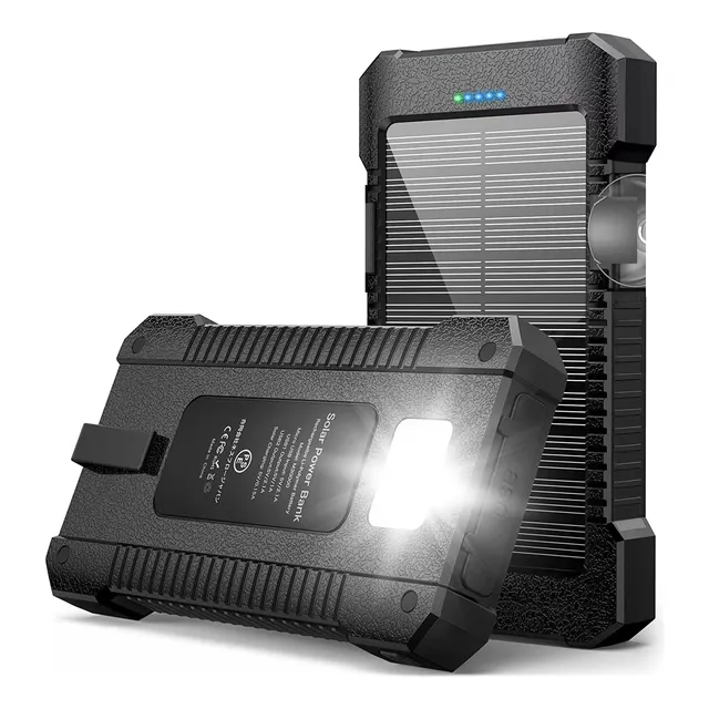 Power Bank Con Celda Solar Y Luz 30000mah Banco De Energía