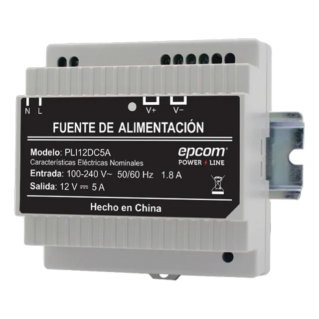 Fuente De Poder Industrial Epcom Riel Din 12 Vcc 5amperes