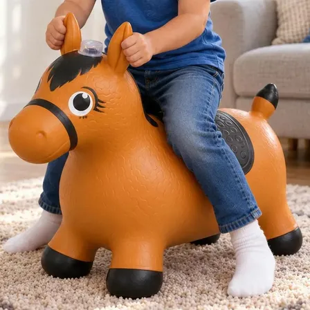 Cavalinho Upa Upa Grande Musical Pula Pula Infantil Com Luz Marrom Cavalinho Upa Upa Musical