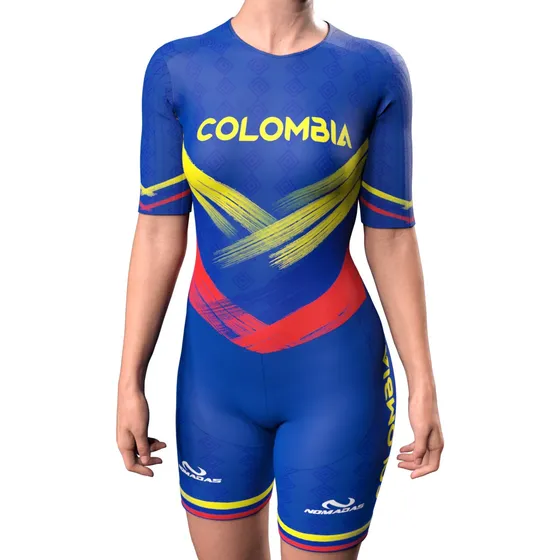 Colombia Azul Licra Uniforme Para Patinaje Unisex