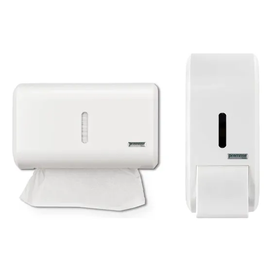 Saboneteira Reservatório 400ml + Dispenser Papel Toalha Cor Branco