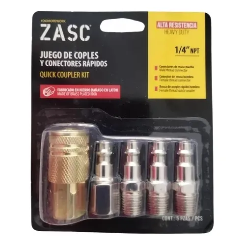 Juego De Acoples Rapido 5pzas Compresor Aire 1/4 Npt Zasc