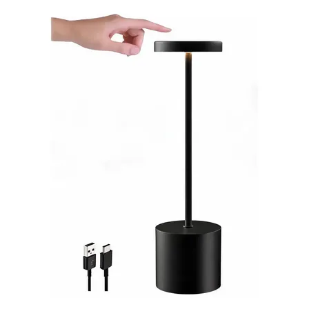 Luminária Mesa Abajur Led Dimerizável Sem Fio Recarregável Preto 127/220v
