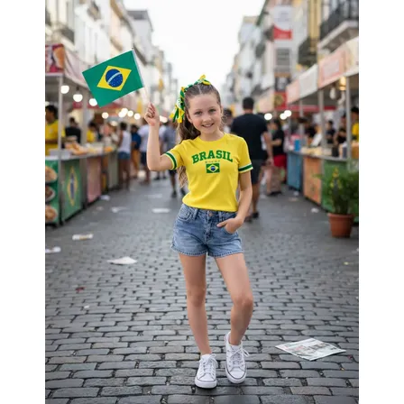 Camiseta Blusa Infantil Menina Brasil Copa Do Mundo