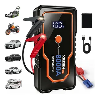 12v Arrancador De Batería Xiudeen 8000a Para Auto Con Led Pantalla Y Luz Led, Para Automóvil Motocicleta Camioneta