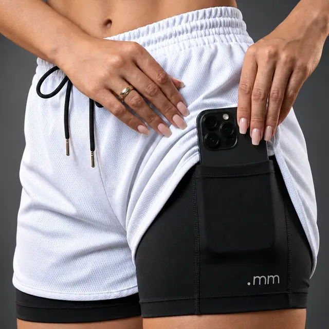 Short Fitness Duplo Feminino Bermuda Compressão 2 1 Academia.