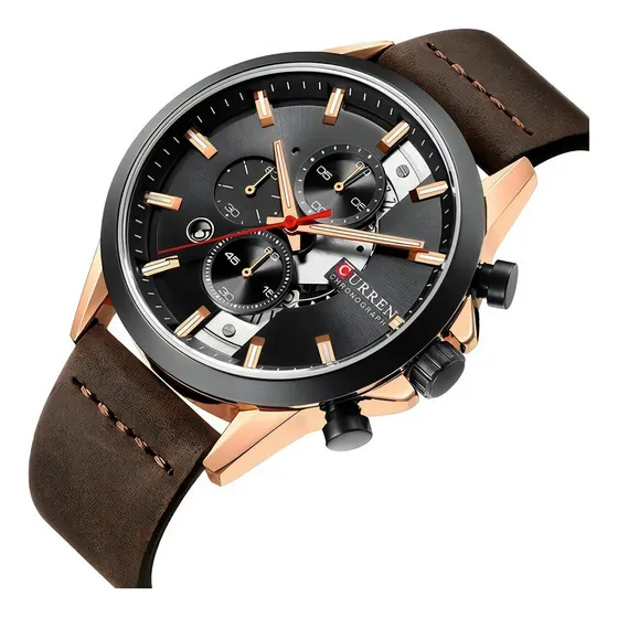 Reloj analógico Curren 8325 para hombre negro y marrón