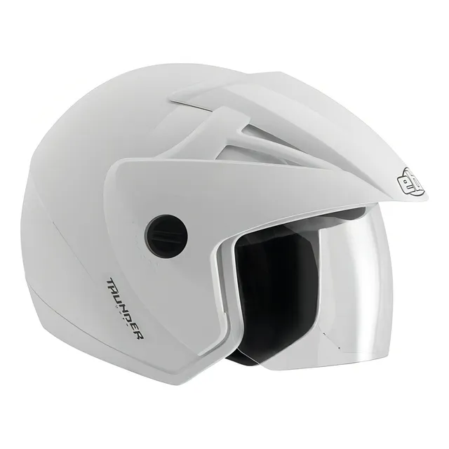 Capacete para moto  aberto com viseira EBF Capacetes Thunder Open  Solid  branco tamanho P 