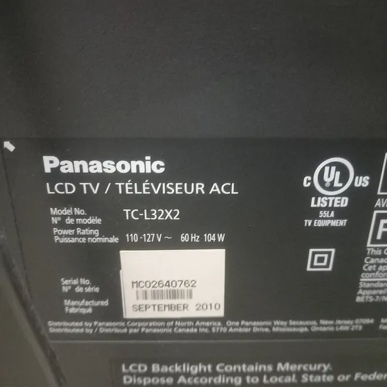 Tv Panasonic Con Pantalla Rota Tc-l32x2 Tarjeta Y Corneta Fu