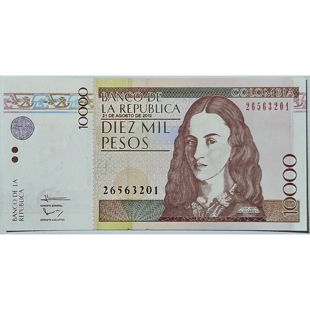 Billete 10000 Pesos 21/ago/2012 Colombia Unc