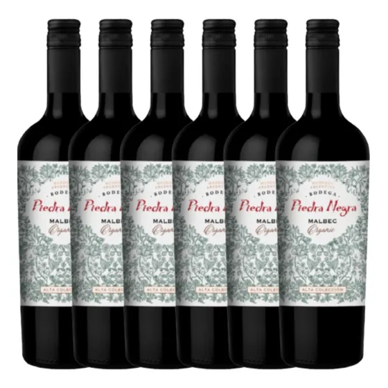 Vino Piedra Negra Alta Coleccion Malbec Organico Caja X6