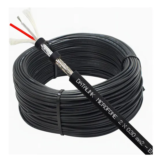 Cabo Microfone Balanceado Estereo / Dmx Rolo C/ 50 Metros Cor Preto