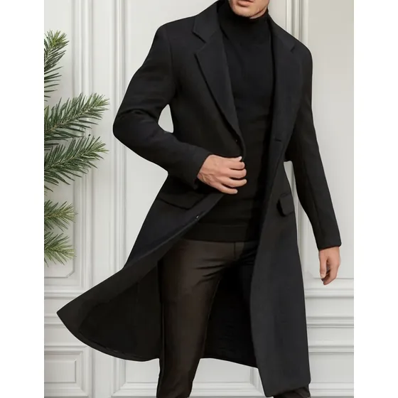 Sobretudo Longo Masculino Bolso Frontal Caimento Perfeito