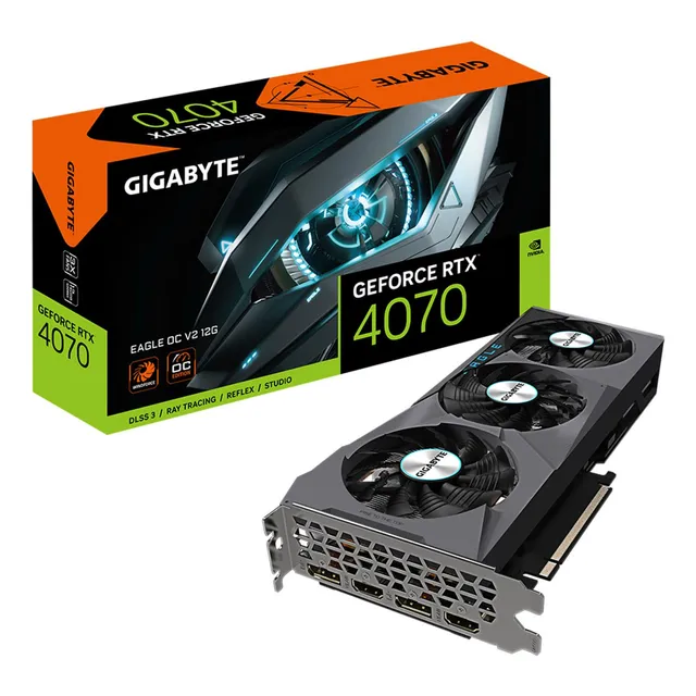 Gigabyte Tarjeta Gráfica Geforce Rtx 4070 Eagle Oc V2 12g, 3 Ventiladores Windforce, 12 Gb 192 Bits Gddr6x, Gv-n4070eagle Ocv2-12gd