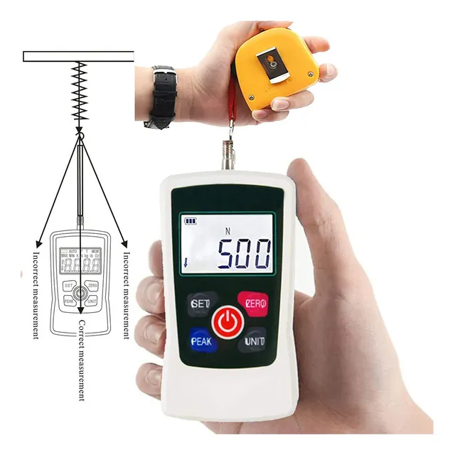 Vtsyiqi Medidor De Fuerza Digital De 500 N Dinamómetro Digital 500 N 110 Lbf 18 Onzas Para Aparatos Electrónicos Hardware De Construcción Inserción De Carga Detección De Equipo De Pesca