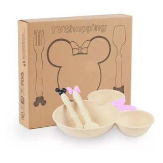 Juego Plato Y Cubiertos Mickei Minie Fibra Trigo Ecologico Juego Plato Y Cubiertos Mickei Minie Fibra Trigo Ecologico