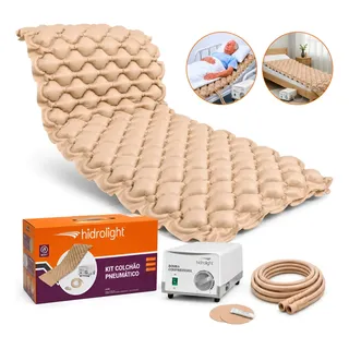 Colchão Pneumático Antiescaras Hospitalar 130kg Hidrolight Bege 110v