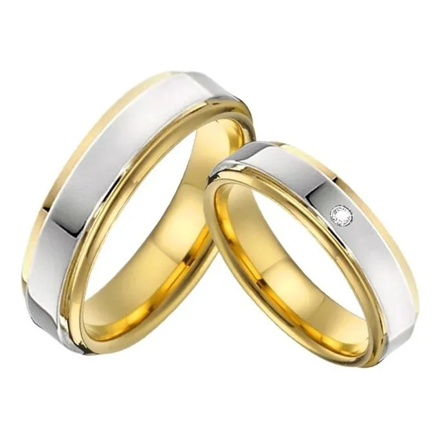 Q Anillo Tungsteno Plateado Dorado Ilusion Compromiso Pareja