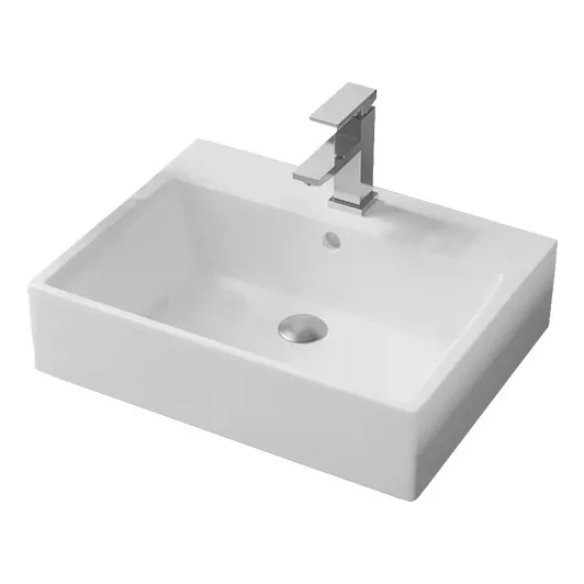Lavabo Ovalín Lujo Monomando Cromado Y Pop-up 51cmx42.5cm Blanco Mate