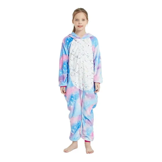Pijama Niño Unicornio Morado-azul Brillante Polar Capucha