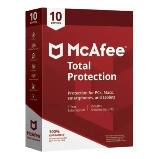 Mcafee Total Protection 10 Dispositivos 1 Año Digital