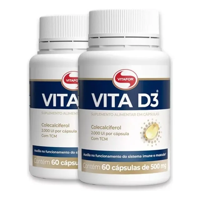 Kit 2x Vita D (vitamina D3) 500mg - 60 Cáps. - Vitafor