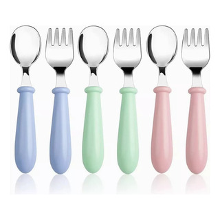 6 Pcs Acero Inoxidable Bebés Kit Cubiertos Cuchara Tenedor 6 Pcs Acero Inoxidable Bebés Kit Cubiertos Cuchara Tenedor