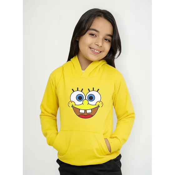 Moletom Infantil Menina Bob Esponja Rosto Blusa De Frio 