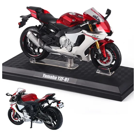 1:12 Con Base, Llavero, Casco Moto Yamaha Yzf R1 Miniatura