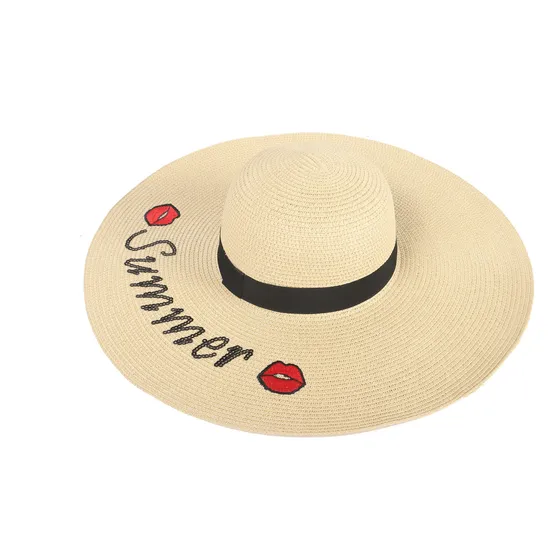 Sombrero Mujer Las Oreiro Estampado Ala Ancha Verano Rafia