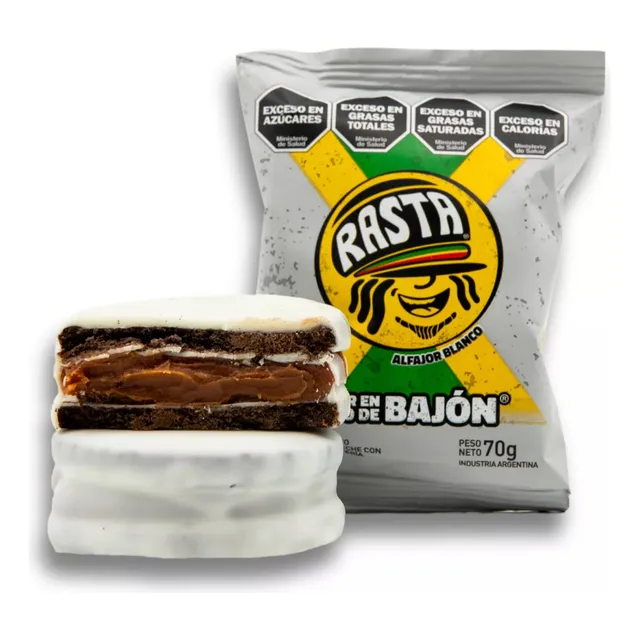 Alfajor Bajonero Rasta Chocolate Blanco X 6 Unidades