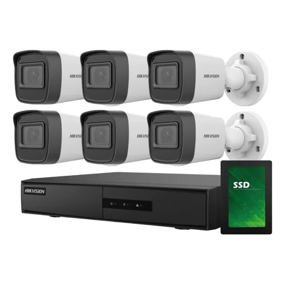 Kit Seguridad Ip Hikvision Nvr 8ch+6 Camaras 1080p Poe+disco