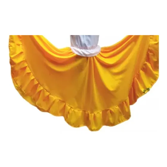 Faldas Llaneras Folklórica Enagua Tradicional Amarilla